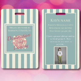 Tarjeta De Identificación Accesorio secundario de identificación de niño de