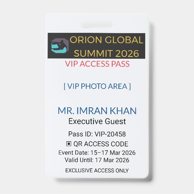 Tarjeta De Identificación Access Badge Identification | Conference (Parte frontal)