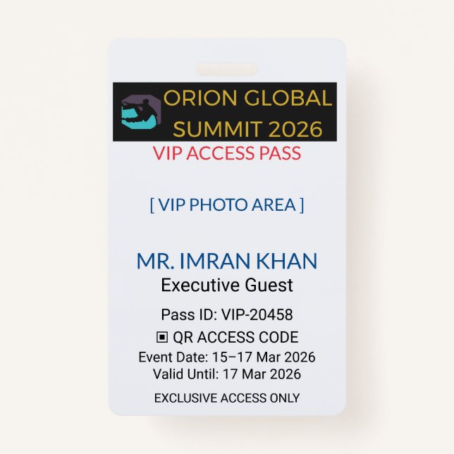 Tarjeta De Identificación Access Badge Identification | Conference (Anverso)