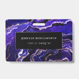 Tarjeta De Identificación Ácido púrpura azul profundo geodo acuático