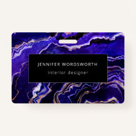 Tarjeta De Identificación Ácido púrpura azul profundo geodo acuático