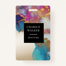 Tarjeta De Identificación acuarela imitación de oro salón de Relieve metaliz