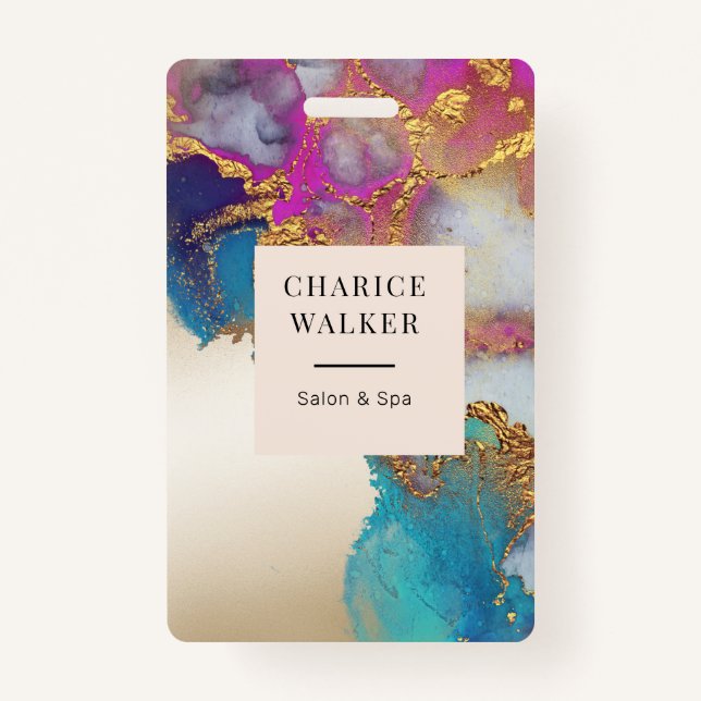 Tarjeta De Identificación acuarela imitación de oro salón de Relieve metaliz (Anverso)