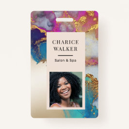 Tarjeta De Identificación acuarela imitación Relieve metalizado de oro salón