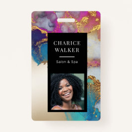 Tarjeta De Identificación acuarela imitación Relieve metalizado de oro salón