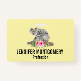 Tarjeta De Identificación Acuarela Koala Bears Cuece Mamá Y Bebé