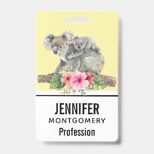 Tarjeta De Identificación Acuarela Koala Bears Cuece Mamá Y Bebé