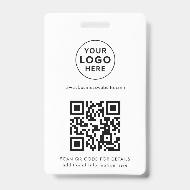 Tarjeta De Identificación Add QR Code and Business Logo Custom (Parte frontal)
