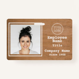 Tarjeta De Identificación Adición de logotipo de madera clara rusa Añadir id