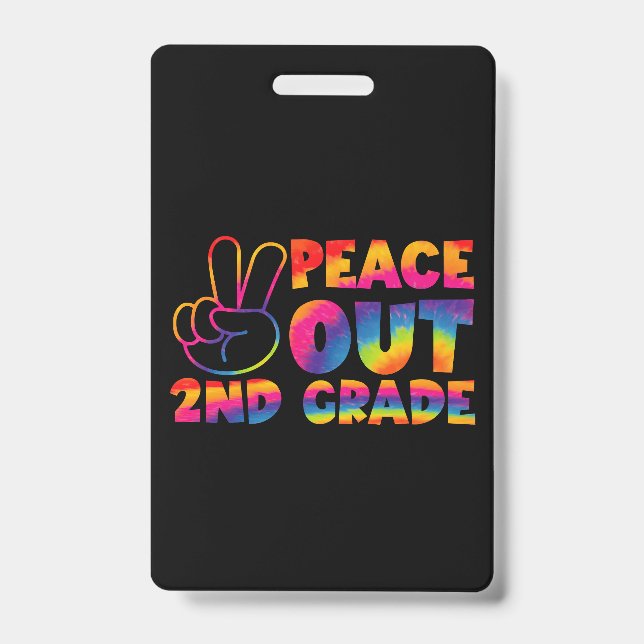 Tarjeta De Identificación Adiós Segundo Grado Tie Dye Último Día 2do Grado  (Parte frontal)