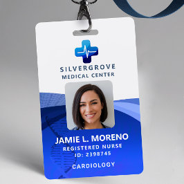 Tarjeta De Identificación ADN del logotipo médico foto azul de la enfermera