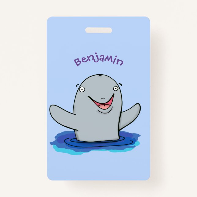 Tarjeta De Identificación Adorable feliz ilustracion personalizado de marsop (Anverso)