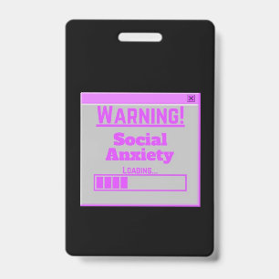 Tarjeta De Identificación Advertencia Ansiedad Social Rosa Pestaña de carga