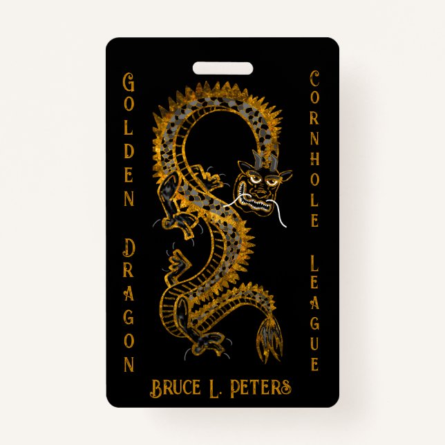 Tarjeta De Identificación Afiliación a la Black Gray Gold Dragon Cornhole (Anverso)