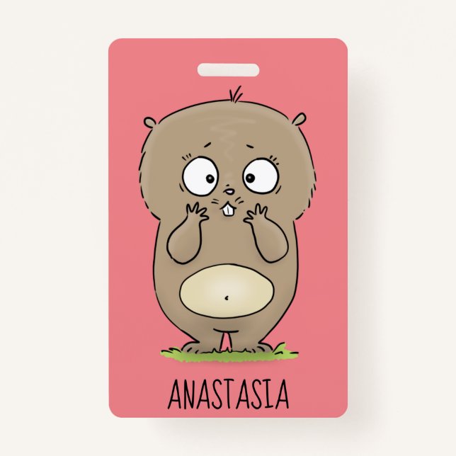Tarjeta De Identificación Afortunadamente adorable personalizado de hámster  (Anverso)