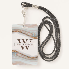 Tarjeta De Identificación Agate Stone Marble Badge