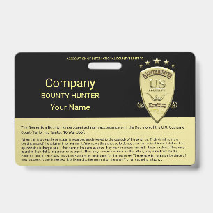 Tarjeta De Identificación Agente cazador de recompensas