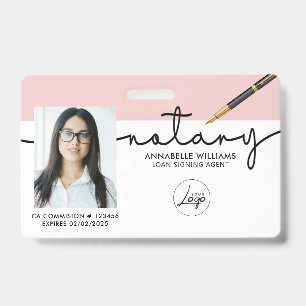 Tarjeta De Identificación Agente de firma de préstamo de notaría moderna Fot