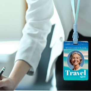 Tarjeta De Identificación Agente de viajes ID empleado de Blue Ocean Beach