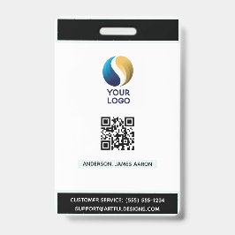 Tarjeta De Identificación Agrega tu logotipo con código QR negro Corporativo