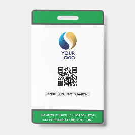 Tarjeta De Identificación Agrega tu logotipo con código QR verde corporativo