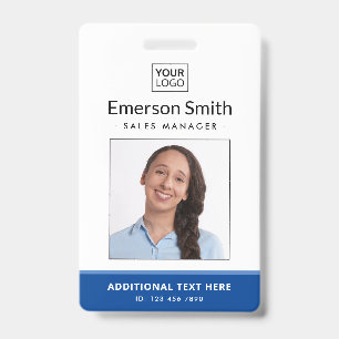 Tarjeta De Identificación Agregar id. de título de empleado blanco azul fot