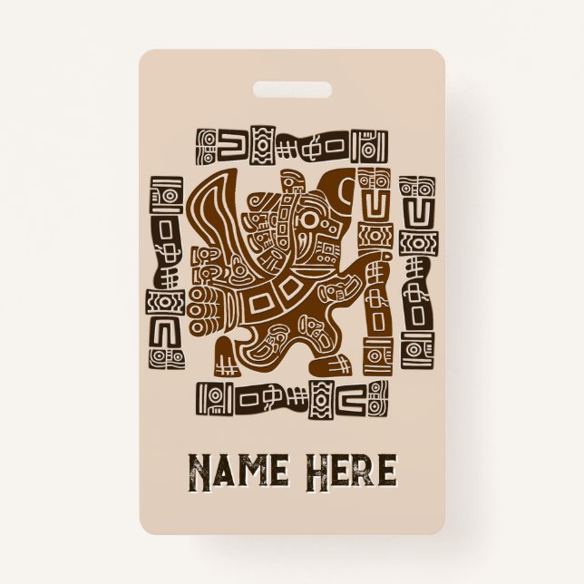 Tarjeta De Identificación Águila azteca guerrera arte tribal antiguo (Anverso)