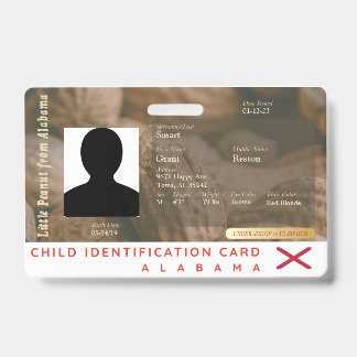 Tarjeta De Identificación Alabama - Mi pequeña identificación de niño de man