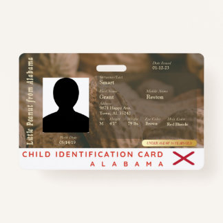 Tarjeta De Identificación Alabama - Mi pequeña identificación de niño de man
