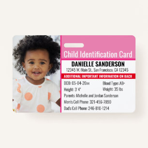 Tarjeta De Identificación Alergia de emergencia para identificación fotográf