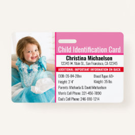 Tarjeta De Identificación Alergia de emergencia para identificación fotográf