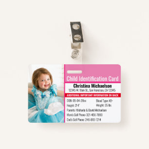 Tarjeta De Identificación Alergia de emergencia para identificación fotográf