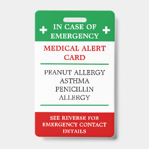 Tarjeta De Identificación ALERGÍA en Funda de Emergencia (I.C.E.) Alergia de