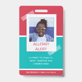 Tarjeta De Identificación Alergia Niños Foto Atención de emergencia médica d