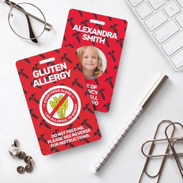 Tarjeta De Identificación Alerta de alergia a alimentos Gluten (Subido por el creador)