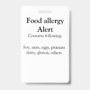Tarjeta De Identificación alerta de alergia alimentaria añadir nombre texto 