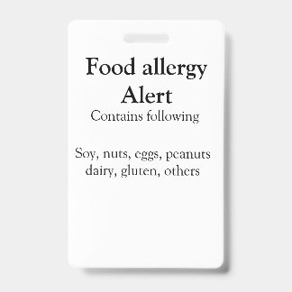 Tarjeta De Identificación alerta de alergia alimentaria añadir nombre texto 
