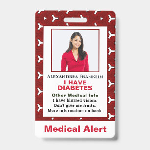Tarjeta De Identificación Alerta de enfermedad médica ID de emergencia Foto