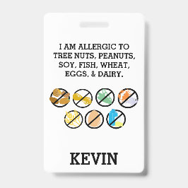 Tarjeta De Identificación Alerta personalizada de alergia alimentaria para n