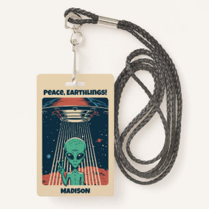 Tarjeta De Identificación Alien de OVNI de texto de personalizado