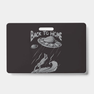 Tarjeta De Identificación alienígena ufo navegando en ilustracion con vuelta