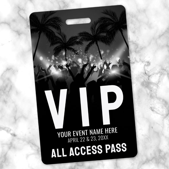 Tarjeta De Identificación All Access Pass Black White Event VIP (All Access Pass Black White Event VIP Badge )