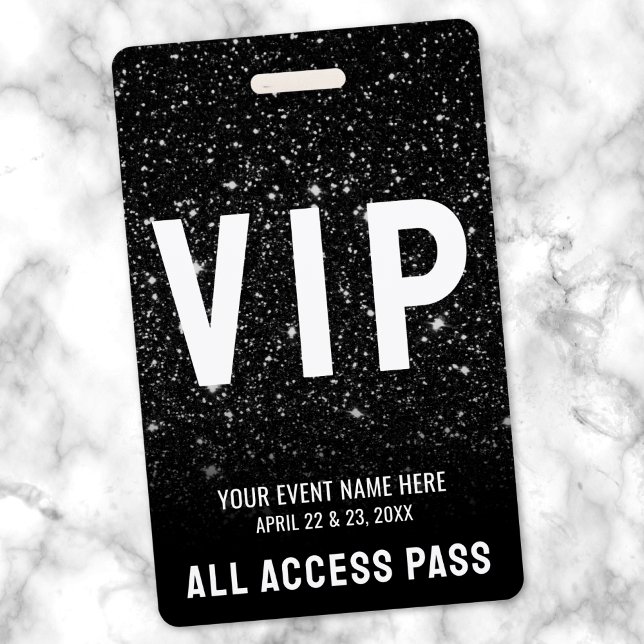 Tarjeta De Identificación All Access Pass Black White Event VIP (All Access Pass Black White Event VIP Badge)
