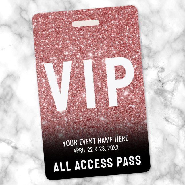 Tarjeta De Identificación All Access Pink Rose Gold VIP (All Access Pink Rose Gold VIP Badge)