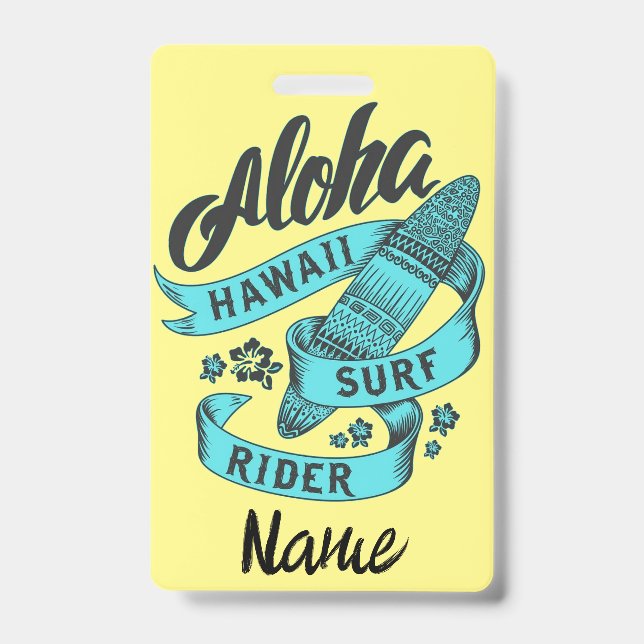 Tarjeta De Identificación Aloha Hawaii Jinete de Olas Thunder_Cove (Parte frontal)