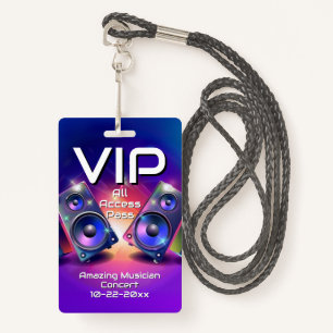 Tarjeta De Identificación Altavoces de música VIP Todos Acceso Personalizado