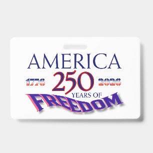 TARJETA DE IDENTIFICACIÓN AMÉRICA 250 AÑOS DE LIBERTAD