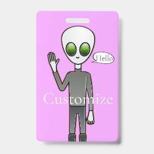 Tarjeta De Identificación Amigable Waving Alien Thunder_Cove
