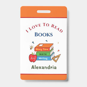 Tarjeta De Identificación Amor Por Leer Libros Lector Leer Personalizar