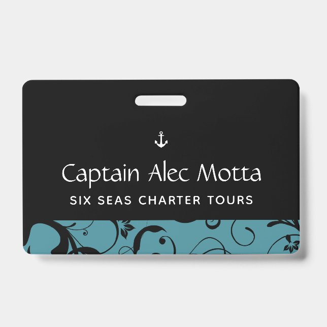 Tarjeta De Identificación Ancla marítima Pro Damask (Parte frontal)